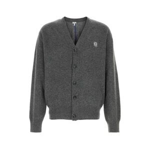 Loewe Men Dark Grey Stretch Wool Blend Cardigan